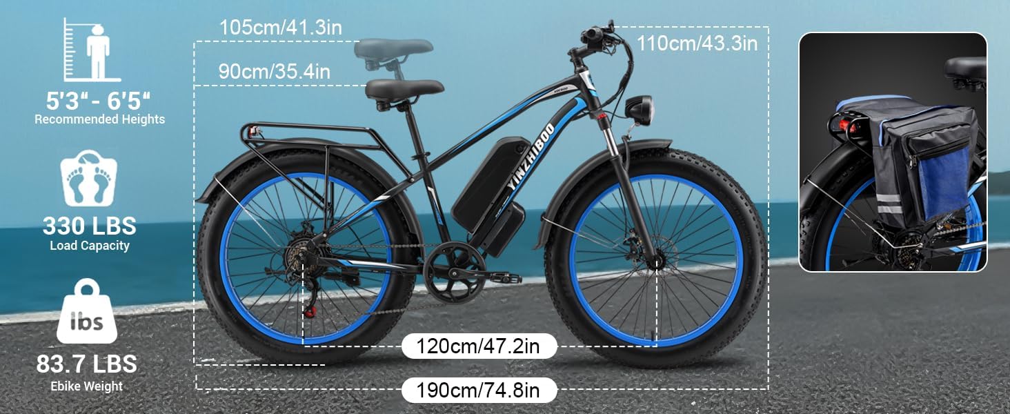 Electric Bike for Adults, 2000W Peak Motor E Bikes, 26' Fat Tire Electric Mountain Bike, 32 MPH Electric Bicycle, 48V 17.5Ah (840Wh) Removable Battery, UL2849 Certified