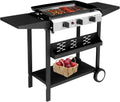 Outvita 3 Burner Propane Griddle, 23.3' Outdoor Flat Top Gas Grill with Side Shelves for Camping BBQ