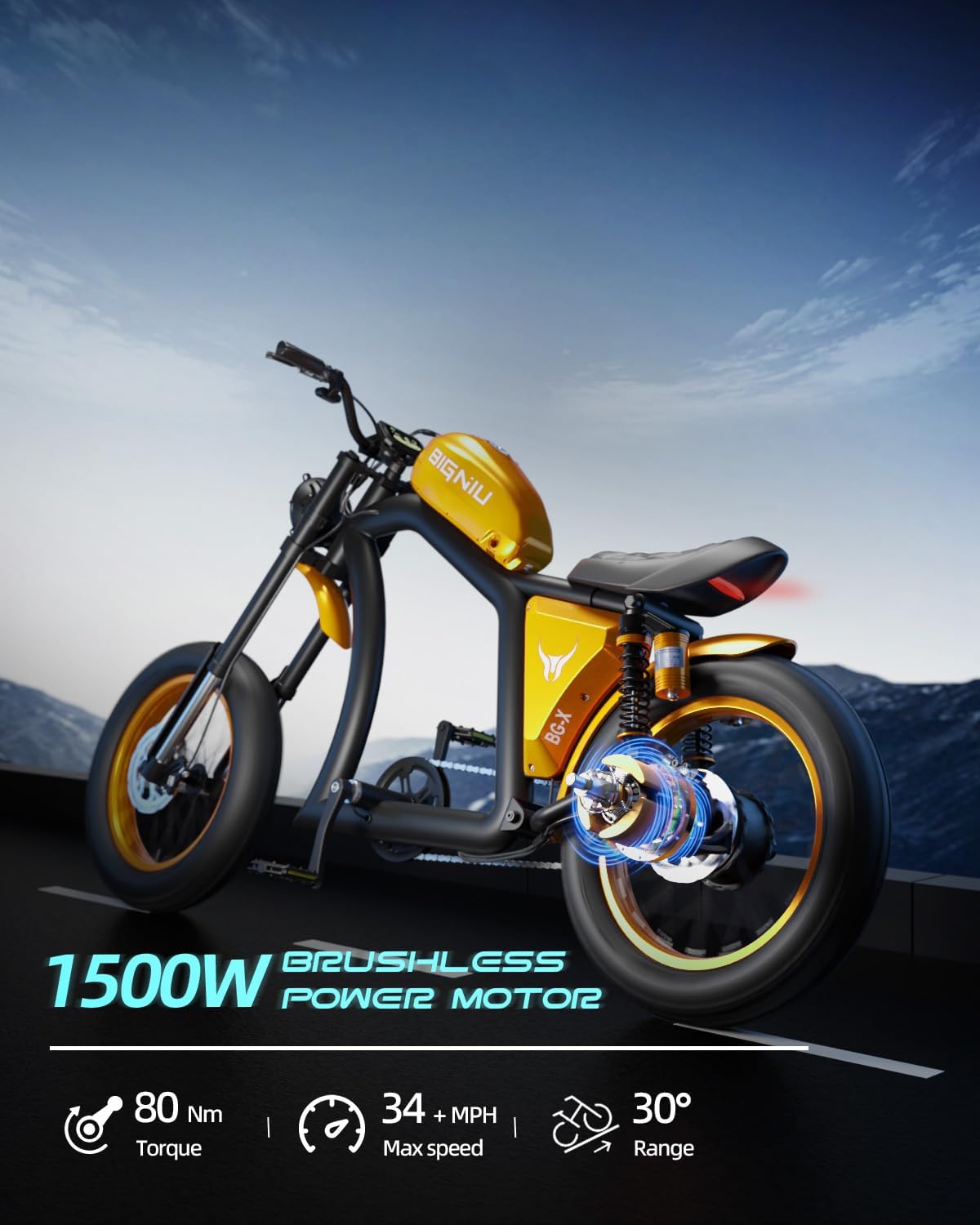 BIGNIU BG-X Electric Bike for Adults,1500W Brushless Motor 48V/31.5Ah Up to 40 Miles E-Bike Front/Rear Turn Signal Dual Suspension Ebikes