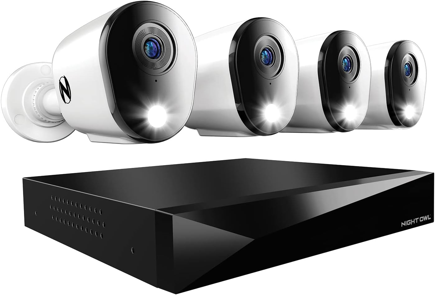Night Owl 2-Way Audio 12 Channel DVR Video Home Security Camera System with (4) Wired 2K HD Indoor/Outdoor Deterrence Cameras and 2TB Hard Drive (Add up to 4 More Wired and 4 Wi-Fi Cameras) (4 Camera)