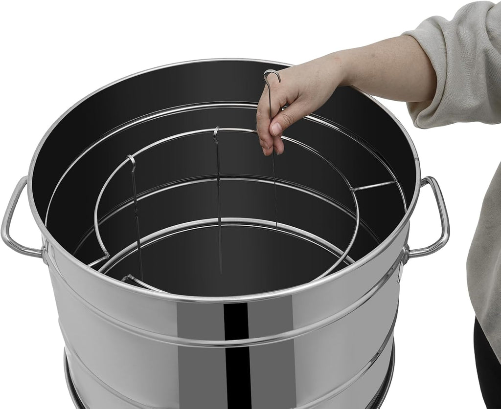 Portable Charcoal Grills, Stainless Steel 50 Skewer BBQ Drumstick Holder, 16' x 26' Cylinder, Freestanding Outdoor Barbecue Smoker, Oil Separation Design, for Camping, Parties, Patio