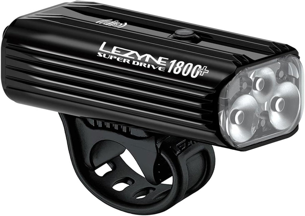 LEZYNE Super Drive Bicycle USB Rechargeable IPX7 White LED Front Light with Multiple Solid & Flash Modes | Integrated Silicone Rubber Strap Mount | Smart Connect