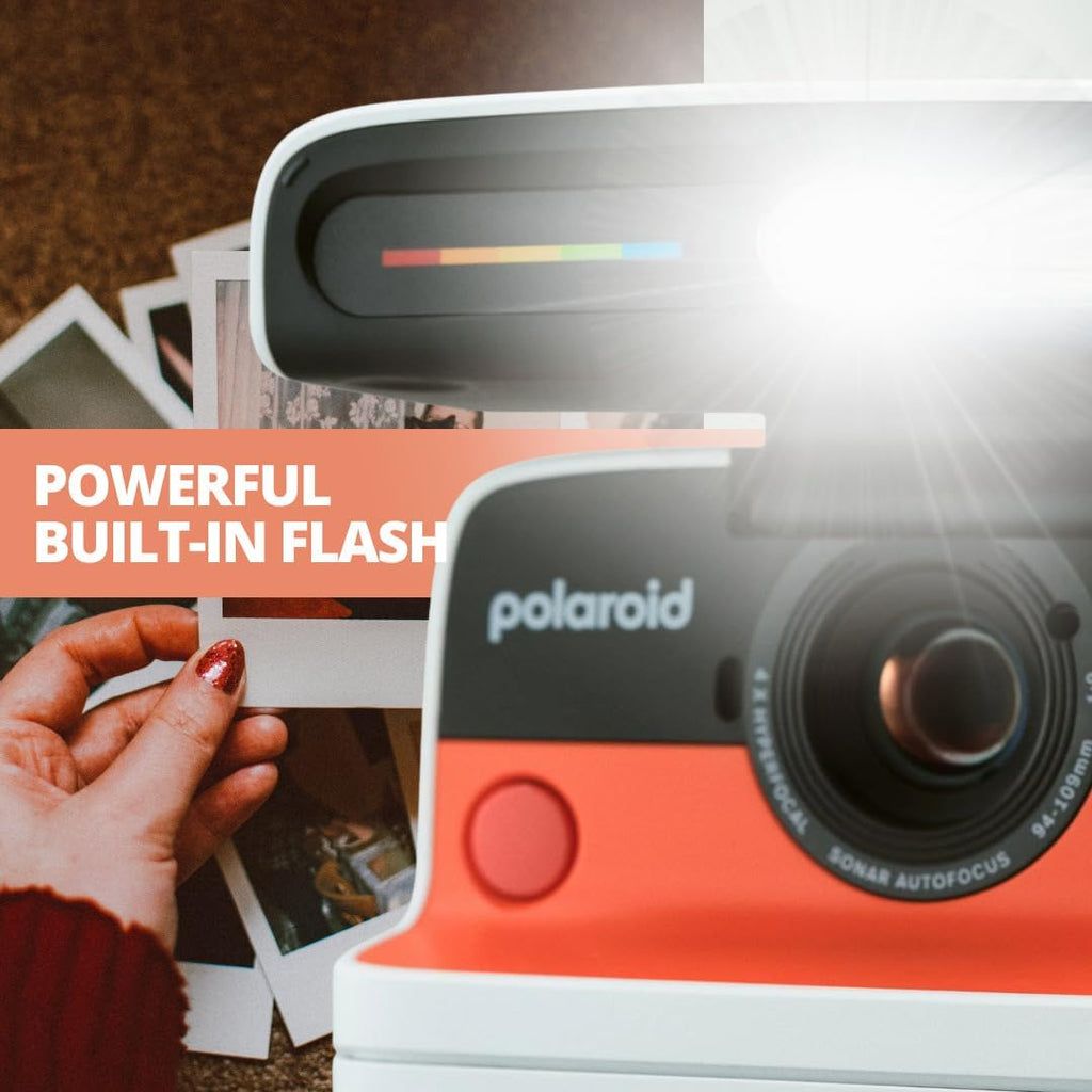 Polaroid Flip Instant Camera with Sonar Autofocus, Retro Instant Film Camera Bundle (Black) Includes B&W Film, Color Film, and Film Kit (4 Items) - Vintage Design, Easy-to-Use for Photography Lovers