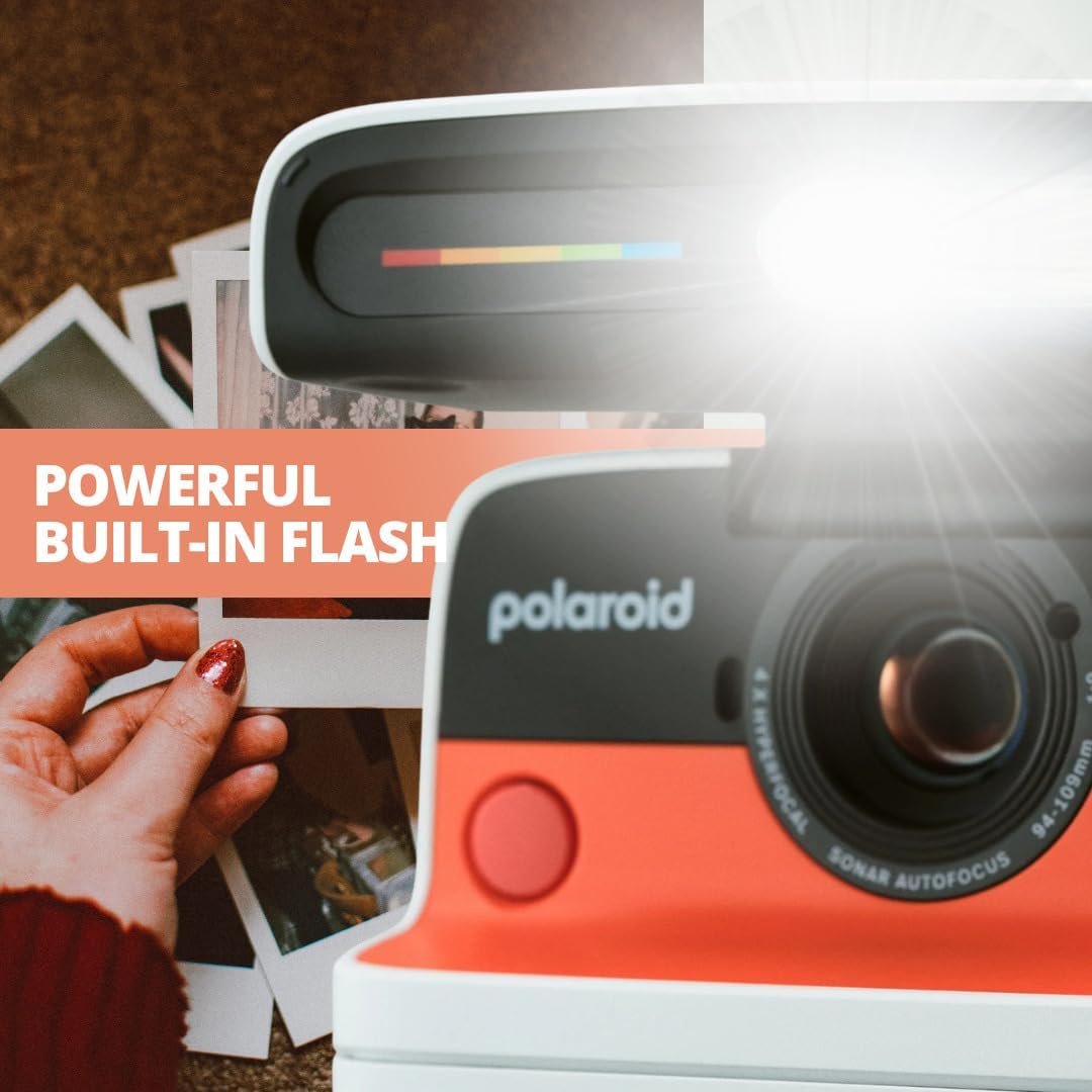 Polaroid Flip Instant Camera with Sonar Autofocus, Retro Instant Film Camera Bundle (Black) Includes B&W Film, Color Film, and Film Kit (4 Items) - Vintage Design, Easy-to-Use for Photography Lovers