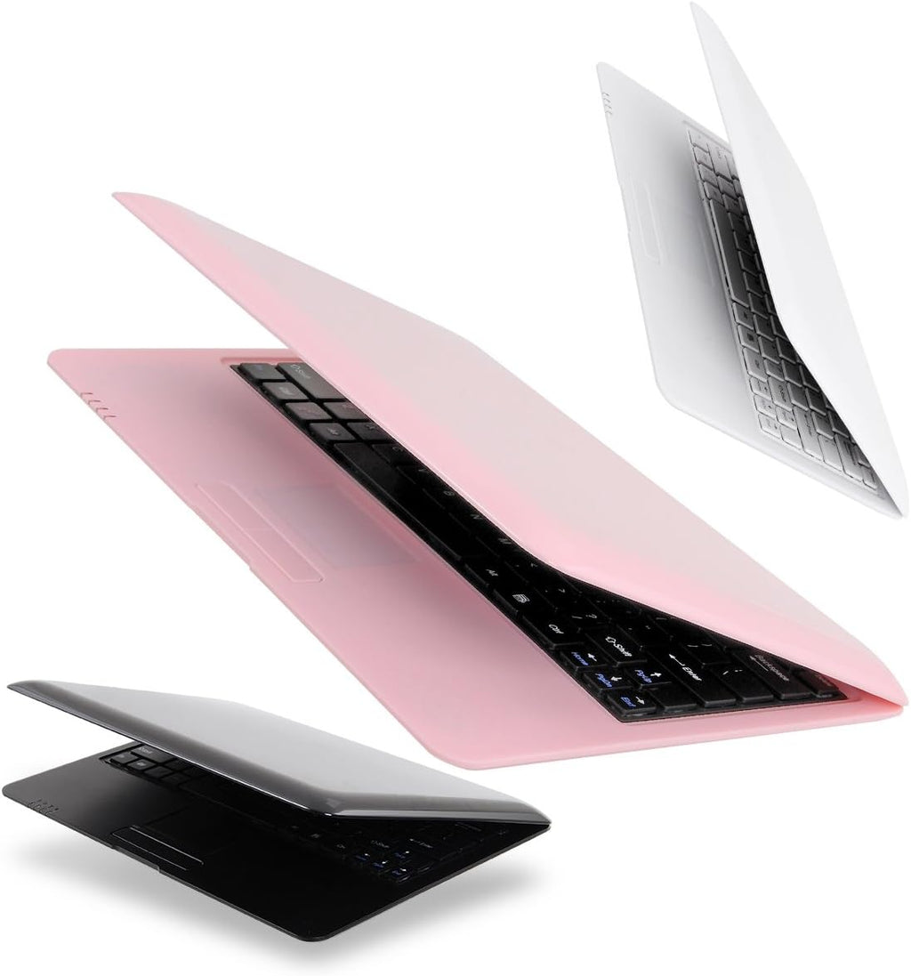 2025 Version 10.1 Inch Portable 8GB Computer Laptop PC Quad Core Android 6.0 Mini Netbook Slim and Lightweight Notebook YouTube Player Flash (Pink)