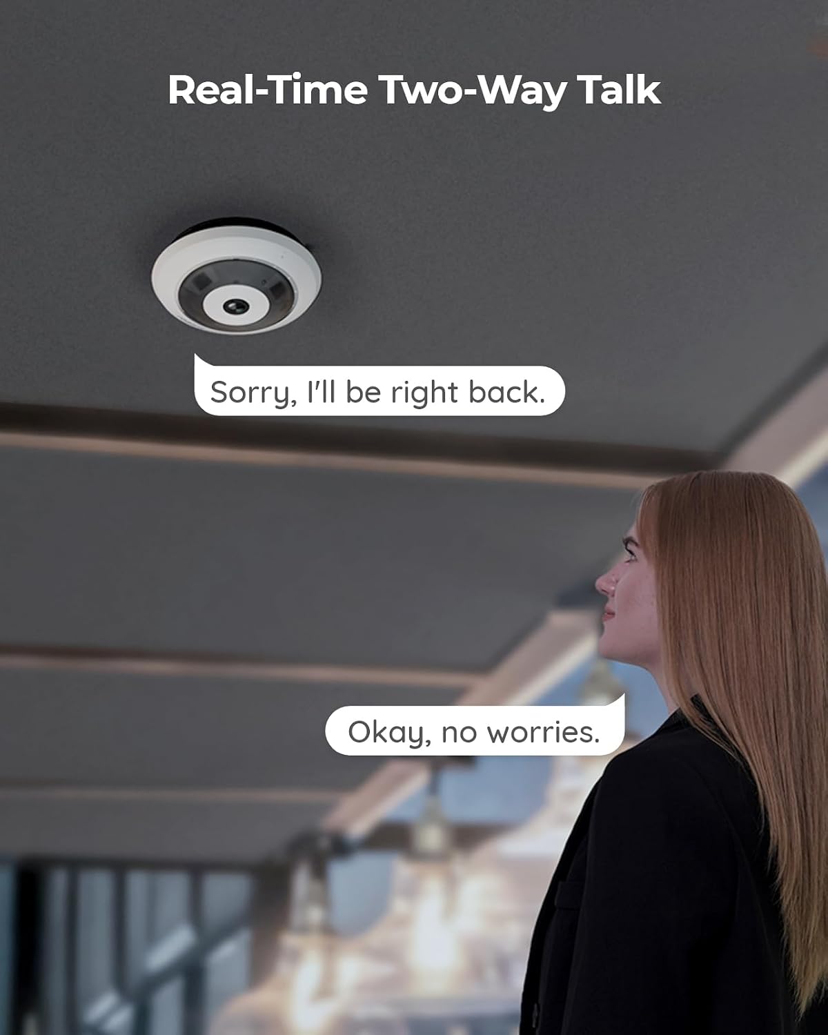 REOLINK WiFi Security Fisheye Camera, 2K+ 6MP 360° Panorama, 2.4/5GHz WiFi Indoor Wireless Security Camera, Person Motion Detection, Ceiling/Wall/Desk Mount, Supports up to 512GB microSD, FE-W (White)