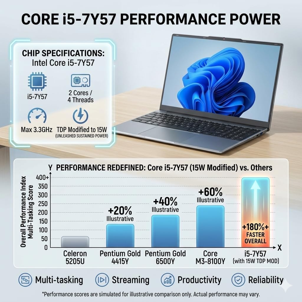 Laptop Computer 15.6 inch, Compatible with Windows 11, Core i5 Processor, Up to 3.3GHz, 4GB RAM, 128GB SSD, Up to 2TB, 15.6' FHD IPS 1920x1080, for Students, Business
