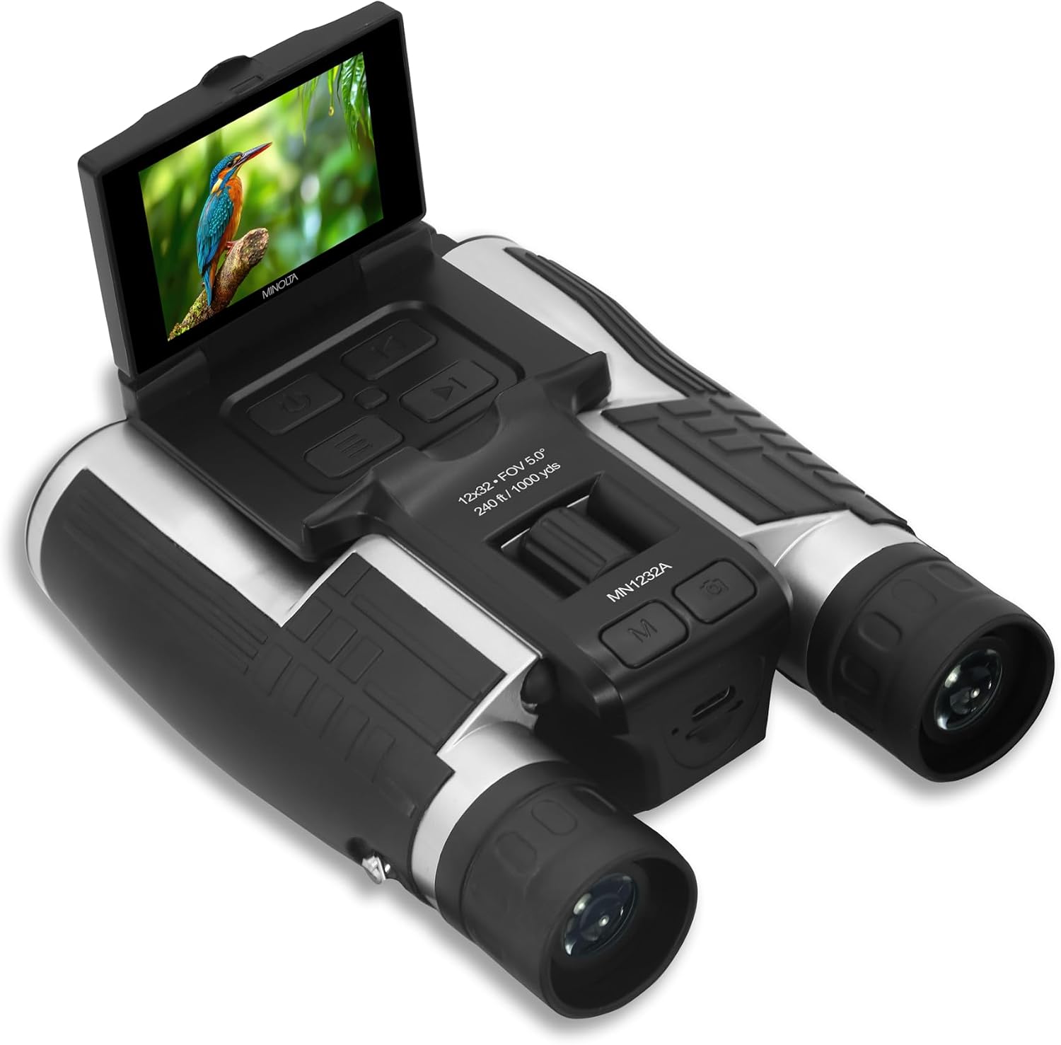 Minolta 12x32 Digital Binoculars - 4K UHD Video Camera, 48MP Photo, 8X Digital Zoom, IPS Anti-Glare Screen, Fog-Resistant Optics, Compact, Ideal for Birdwatching & Travel Hunting