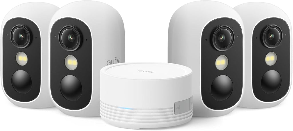 eufy Security eufyCam C35 4-Cam Kit, Wireless Indoor/Outdoor Camera, Magnetic Mount, Color Night Vision, Local Storage, No Monthly Fee, Built-in 8GB, IP67, Facial Recognition, Solar Panel Compatible