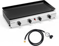 ROVSUN 4 Burner Portable Propane Griddle with Electronic Ignition & Regulator, 40,000 BTU Tabletop Flat Top Gas Grill with Nonstick Enameled Tray for Outdoor Cooking Camping BBQ Tailgating