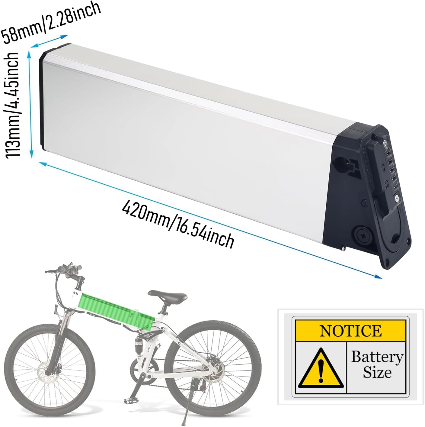 Ebike Battery Silver Fish 48V 13Ah/15Ah/, Electric Bike, Electric Bicycle Lithium-Ion Battery, for NARRAK APYEAR EBKAROCY Ebike with Charger, for 250W 350W 500W 750W 1000W Motor (48 V 13Ah)