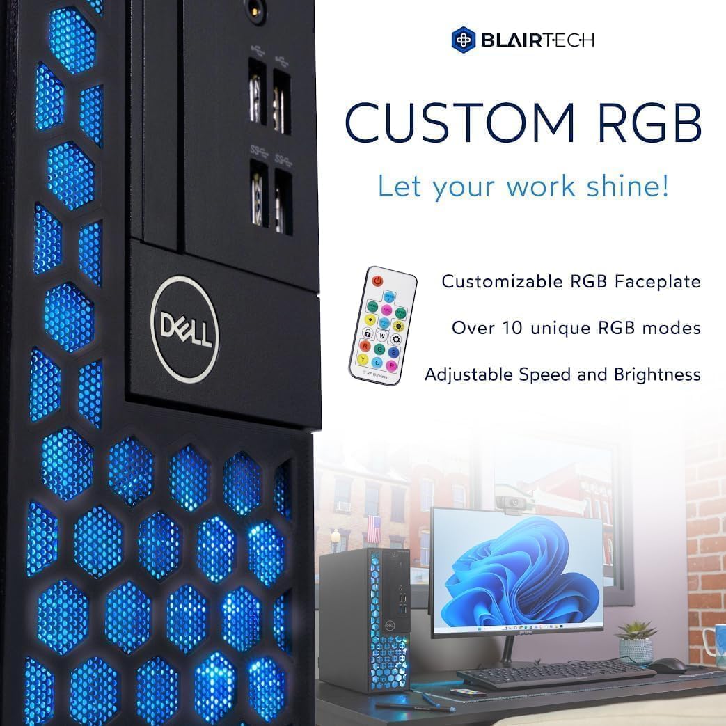 Dell RGB PC Computer | Windows 11 Pro | Ultra Fast Intel i5-8500 | 16GB DDR4 RAM + 500GB SSD | Reburshied 24' Monitor | Internal 5G WiFi + BT (Renewed)