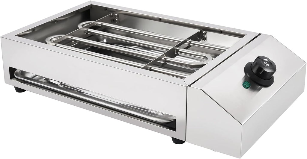 Indoor Barbecue Grill Smokeless Electric Indoor Grill, 110V 1800W Electric Commercial Yakitori Griddle, Portable Stainless Steel BBQ Grill w/Removable Grill Net, Temp Range 122~572°F