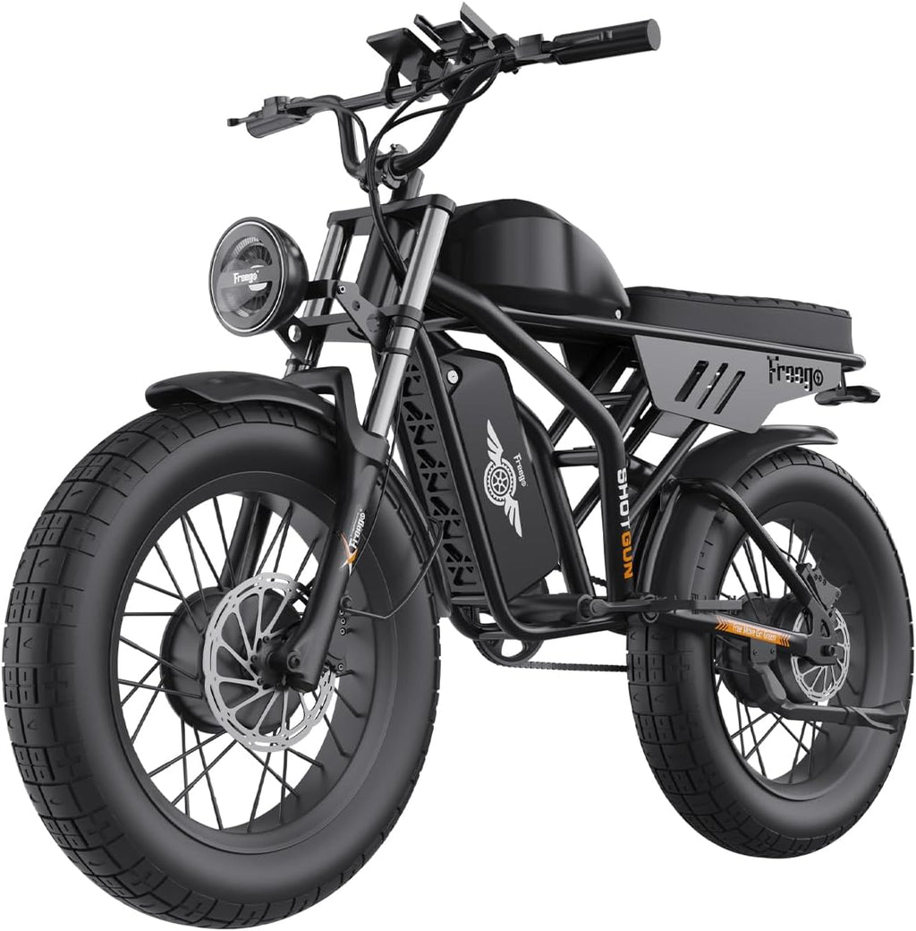 Freego Electric Motorcycle Bike for Adults, Dual Motor & Dual Battery, 2000W/48V/55Ah, 20'x4.0' Fat Tires Off Road Electric Dirt Bike Bicycle,34MPH & 103 Miles EBike UL 2849 Certified