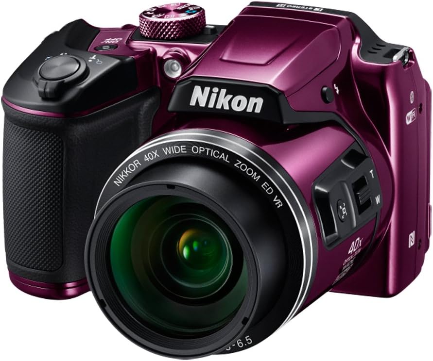 Nikon COOLPIX B500 16MP 40x Optical Zoom Digital Camera w/Wi-Fi (Plum) - (Renewed)