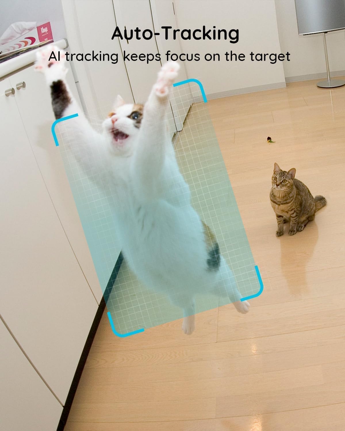 VIRTAVO Indoor Pet & Baby Camera, No Subscription Required, Dual-Lens 360° PTZ, Motion Tracking, 2-Way Audio, Night Vision, Cloud/SD Storage, Phone App, WiFi, 4-Pack, Power Adapter Included