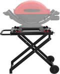 Grill Stand for Weber Q Grill Cart, BBQ Portable Grill Table for Weber Q1200 Q1000 Q2000 Q1400, Heavy-duty Trolley Collapsible Dining Table for Outdoor Camping BBQ Cooking Tailgating, Black, 2 Wheels
