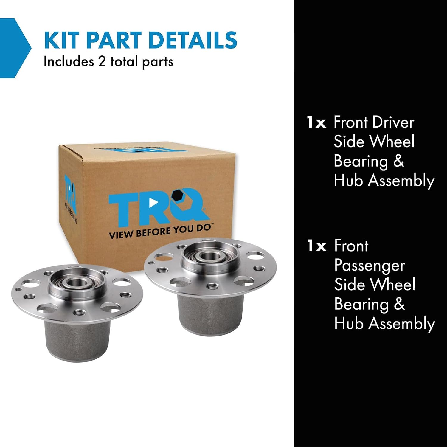 TRQ 2 Piece Front Wheel Bearing & Hub Assembly Set Compatible with 2012-2015 Mercedes-Benz C250 2008-2010 C300 2008-2015 C350 2010-2014 E350 2015-2017 E400 2010-2017 E550 2017-2020 SLC300 SLK250 2016