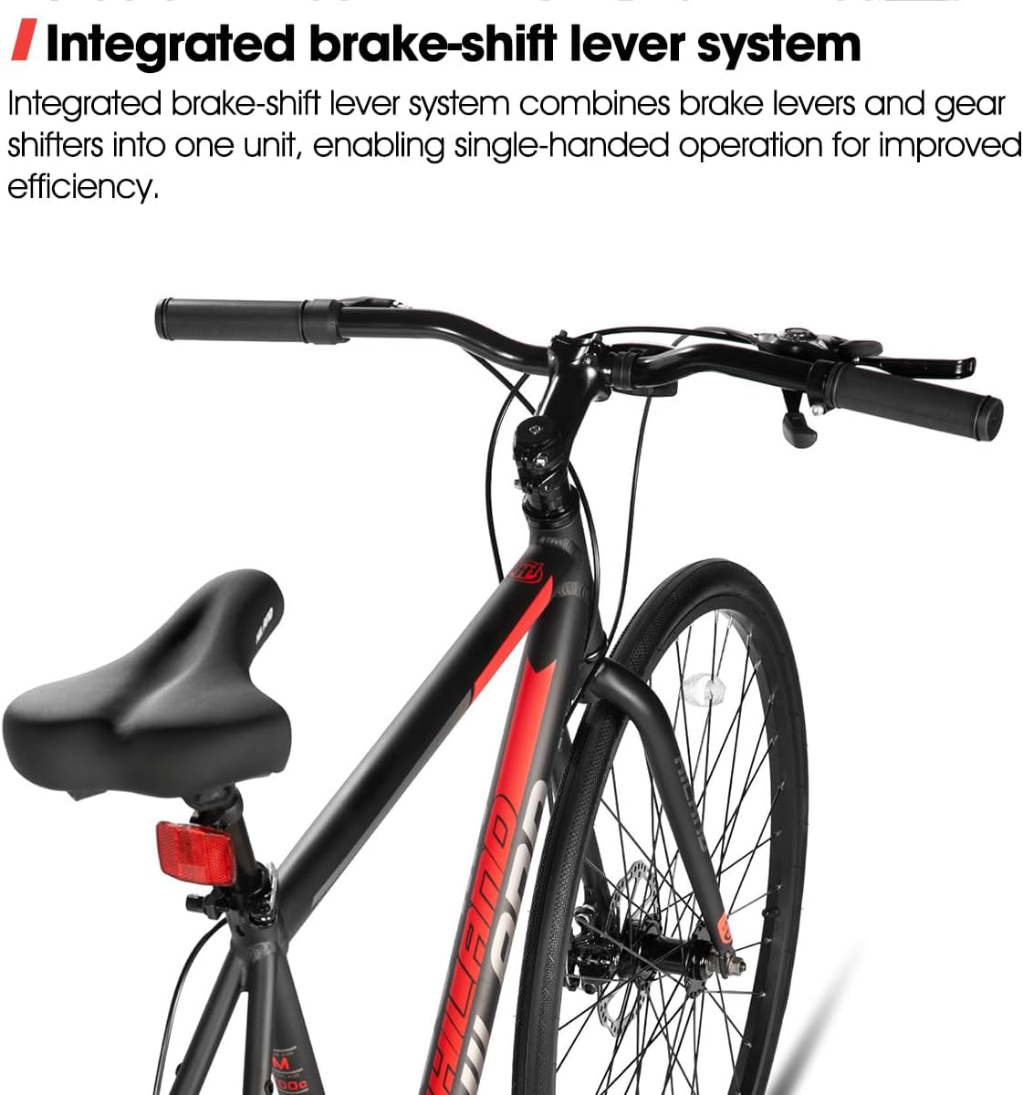 HILAND 700C Road Hybrid Bike, 7 speeds Bikes Urban City Commuter Bicycle with Disc Brake for Men Women Adult Comfortable Bicycle
