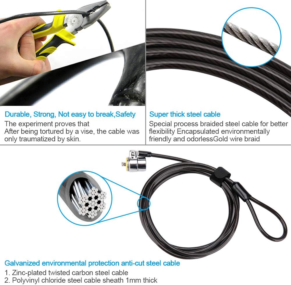 10Pack Laptop Security Cable Lock Anti Theft 6.7Feet for Laptops, Monitor & Other Devices (Keyed Different+Master Key)
