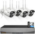 (2026 Update) Wireless WiFi Outdoor Security Camera System, IP67 Waterproof Dual Antenna Cameras, Audio Recording, Night Vision, No Monthly Fee, Home NVR System