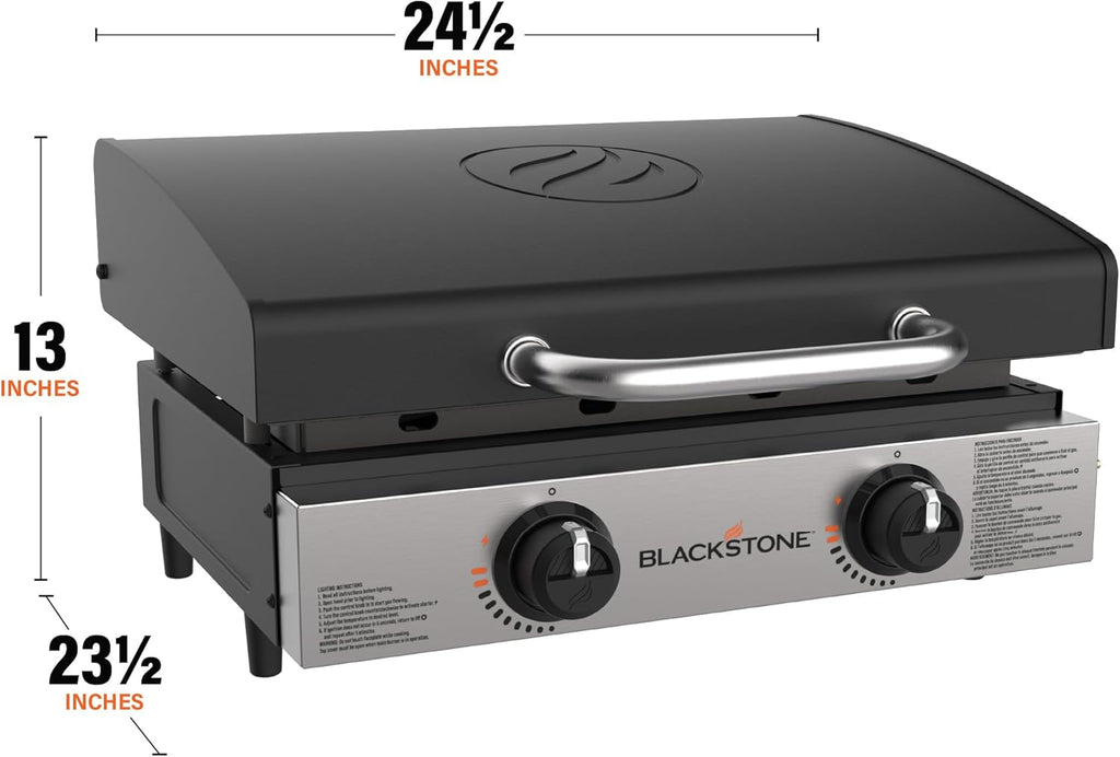 Blackstone 1813 Original 22' Tabletop Griddle with Hood and Stainless Steel Front Plate, Powder Coated Steel, Black