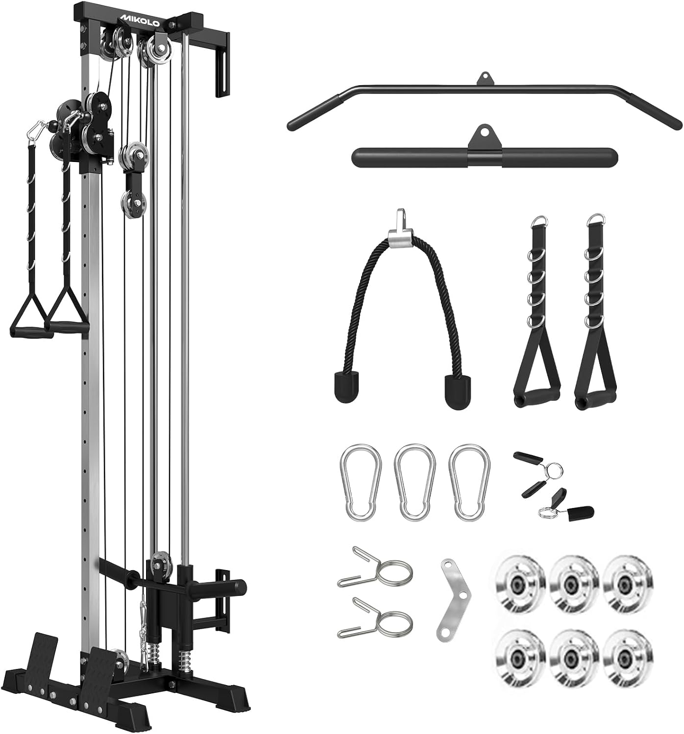 Mikolo Wall Mount Cable Station, Cable Crossover Machine with Dual Pulley System and 18 Adjustable Positions for Home Gym Fitness Equipment