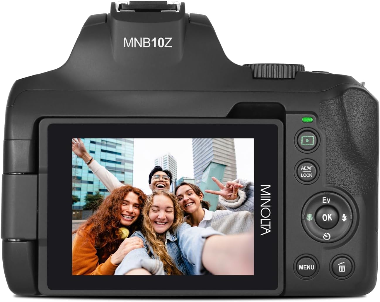 Minolta 64 Mega Pixels Auto Focus Digital Camera with 10x Optical Zoom, 4K Ultra HD Video and Macro Shooting, Bundle with 32 GB Memory Card + Vlogging Tripod + Cleaning kit + More Accessories - Black