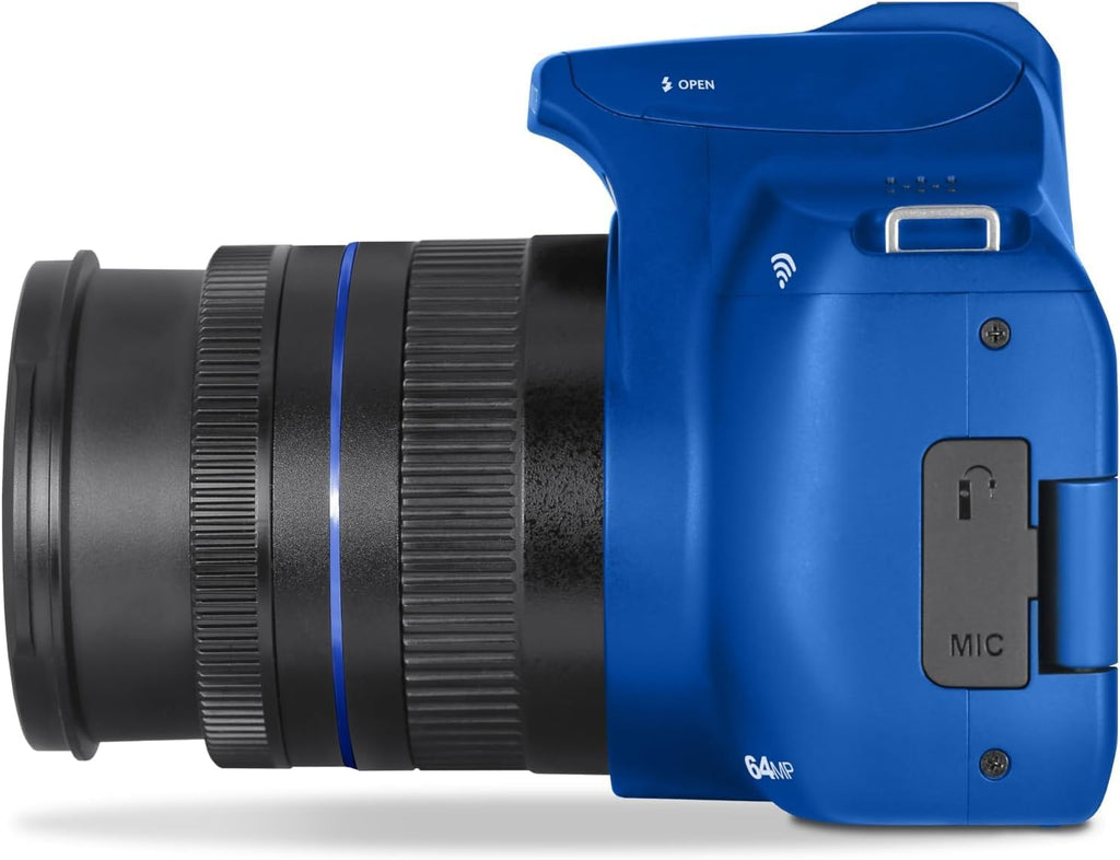 Minolta 64 Mega Pixels Auto Focus Digital Camera with 10x Optical Zoom, 4K Ultra HD Video and Macro Shooting, Bundle with 32 GB Memory Card + Vlogging Tripod + Cleaning kit + More Accessories (Blue)