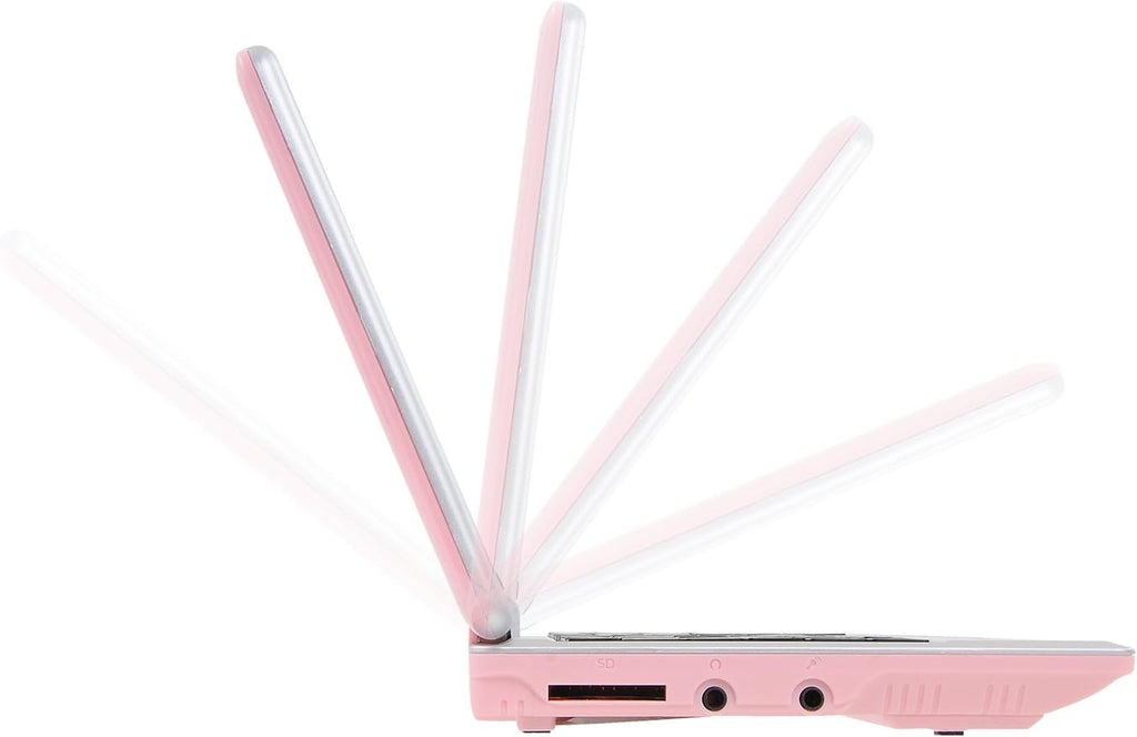 7 Inch Portable Mini Computer Laptop PC Netbook for Kids Android 12 Quad Core 32GB WiFi Built in Camera YouTube Flash Player (Pink)