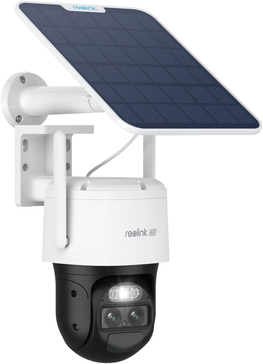REOLINK 4K Dual Lens Solar Security Camera Outdoor, PTZ with Auto Tracking, 6X Hybrid Zoom Auto Zoom Tracking, 8MP Color Night Vision, Smart Detection Motion Alert TrackMix Series+SP (WiFi Set)