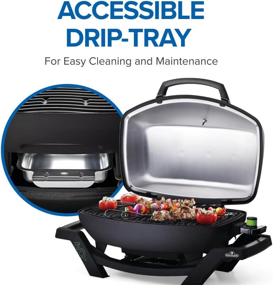 Napoleon TravelQ PRO285E Portable Electric Grill, Black, Tailgating, Camping, and Small Outdoor Spaces