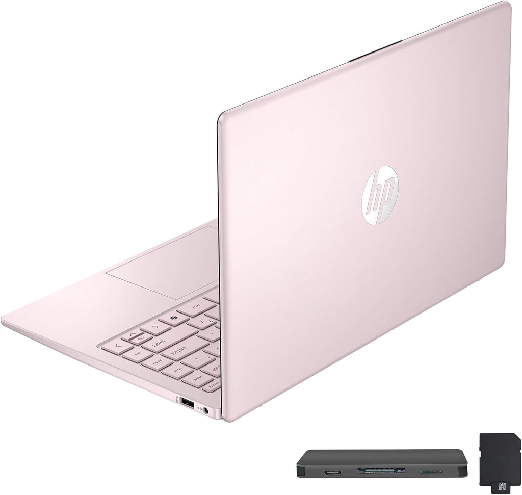HP Stream 14' HD BrightView Laptop, Intel Processor N150, 16GB RAM, 288GB Storage (128GB UFS + 160GB SSD Docking Station Set), Intel Graphics, HD Webcam, Wi-Fi, 1 Year Office 365, Win 11 S, Pink