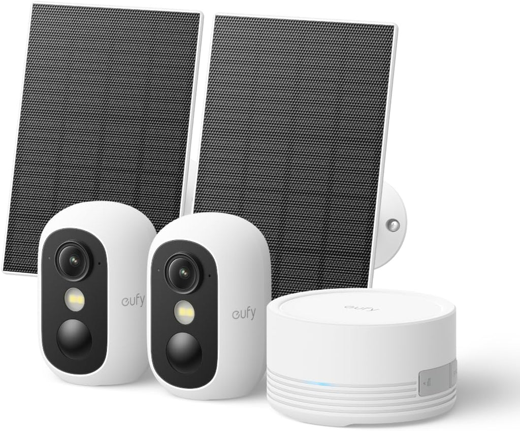 eufy Security eufyCam C35 2-Cam Kit with Solar Panel, Wireless Security Camera, Outdoor and Indoor, Magnetic Mount, Color Night Vision, Local Storage, No Monthly Fee, IP67, White