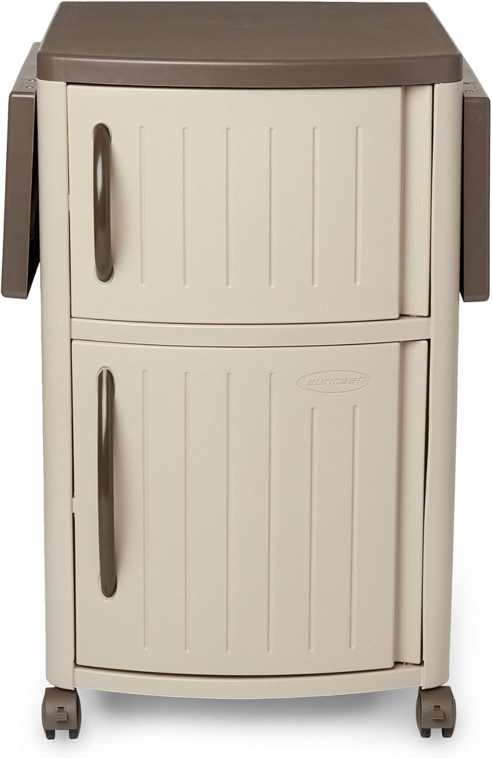 Suncast Outdoor Grilling Prep Station Table with Storage, Taupe/Brown