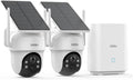 aosu Security Cameras Outdoor Wireless, 2 Cam-Kit, No Subscription Required, Solar-Powered, Home Security Cameras System with 360° Pan & Tilt, Auto Tracking, 2K Color Night Vision, Easy Setup