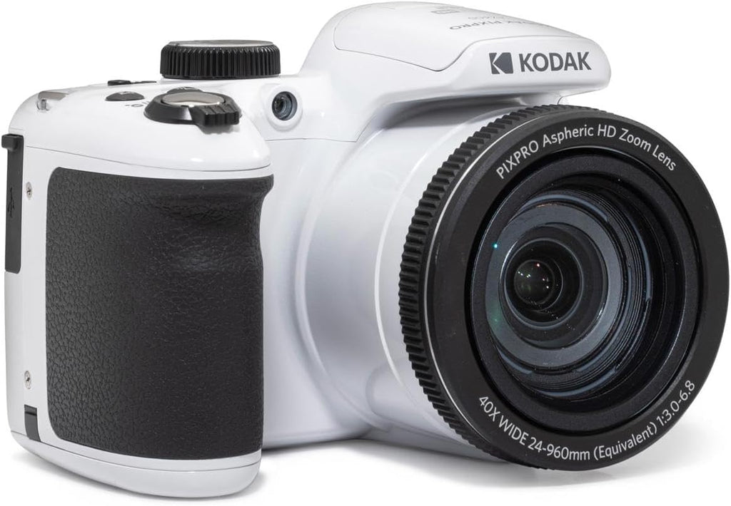 KODAK PIXPRO AZ405-WH 20MP Digital Camera 40X Optical Zoom 24mm Wide Angle Lens Optical Image Stabilization 1080P Full HD Video 3' LCD Vlogging Camera, Full Frame, with Bag & SD Card + Reader (White)