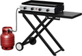 ROVSUN 40000 BTU Foldable Flat Top Gas Grill with Wheels & Enameled Tray, 4 Burner Portable Propane Griddle with Electronic Ignition & Regulator for Outdoor Cooking Camping BBQ Tailgating Picnicking