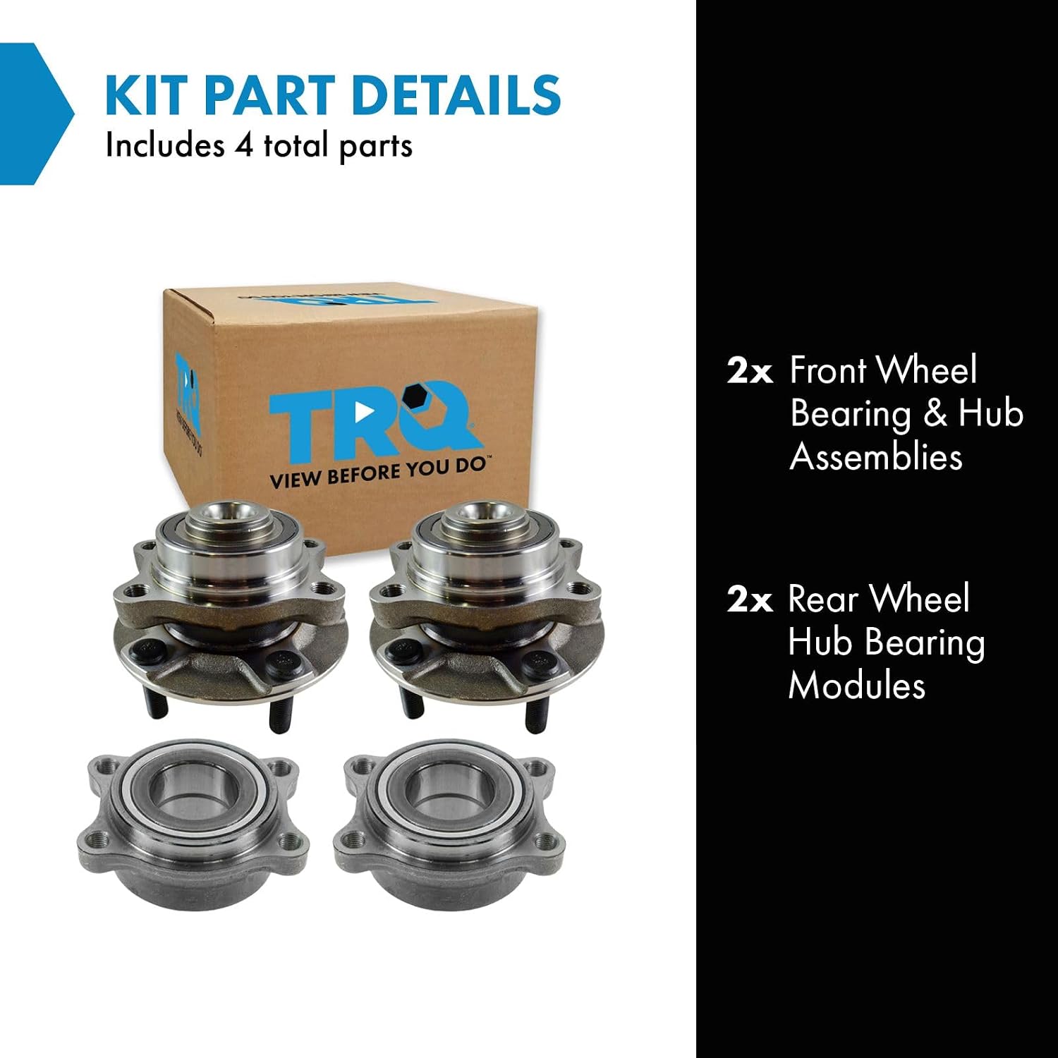 TRQ 2 Piece Wheel Bearing & Hub Assembly Set Compatible with 2003-2007 Infiniti G35 2003-2009 Nissan 350Z