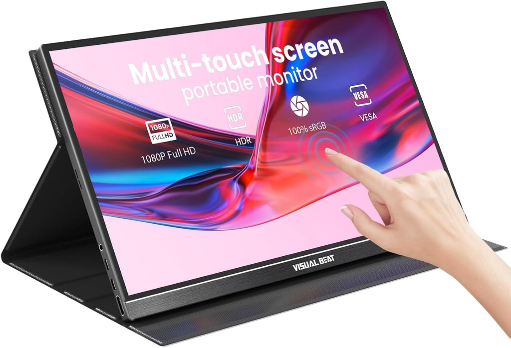 Portable Monitor Touch Screen 15.6'' 1080P USB-C HDMI Computer Display HDR IPS Eye Care Screen 100% sRGB with Smart Cover, Dual Speakers for Laptop PC Mac Phone PS4/5 Xbox Switch