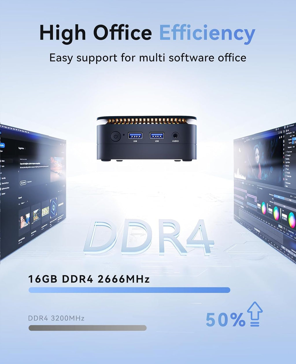 KAMRUI Essenx E1 N97 Mini PC, Dual 4K HDMI, 16GB RAM 256GB SSD, High-Speed Gigabit Ethernet Wi-Fi Bluetooth Ultra Silent