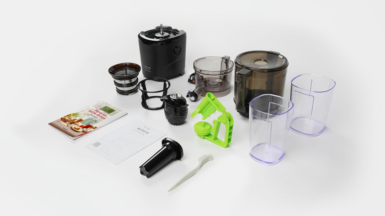 Kuvings Whole Slow Juicer REVO830 Cold Press Masticating Juicer Machine - Extra Wide 88mm & 48mm Food Chutes - Quiet Strong Motor Auto-Cut Fruits & Veggies - Smoothie Sorbet Attachment - Matte Black