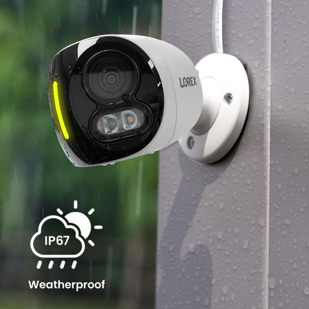 Lorex 4K 8MP IP Wired Dual-Lens Add-On Outdoor Security Camera | Smart Security Lighting | Motion Detection | 180° Panoramic View | Auto Framing | Color Night Vision | 2-Way Talk | Requires Recorder