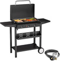 SKOK 3 Burner Gas Griddle With Hood-25.6 Inch Outdoor Propane Griddle-Portable Flat Top Gas Grill Camping Griddle Station with Side Shelves for Kitchen, BBQ, Camping Tailgating