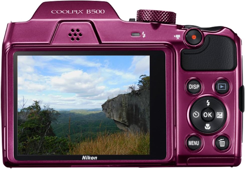 Nikon COOLPIX B500 16MP 40x Optical Zoom Digital Camera w/Wi-Fi (Plum) - (Renewed)