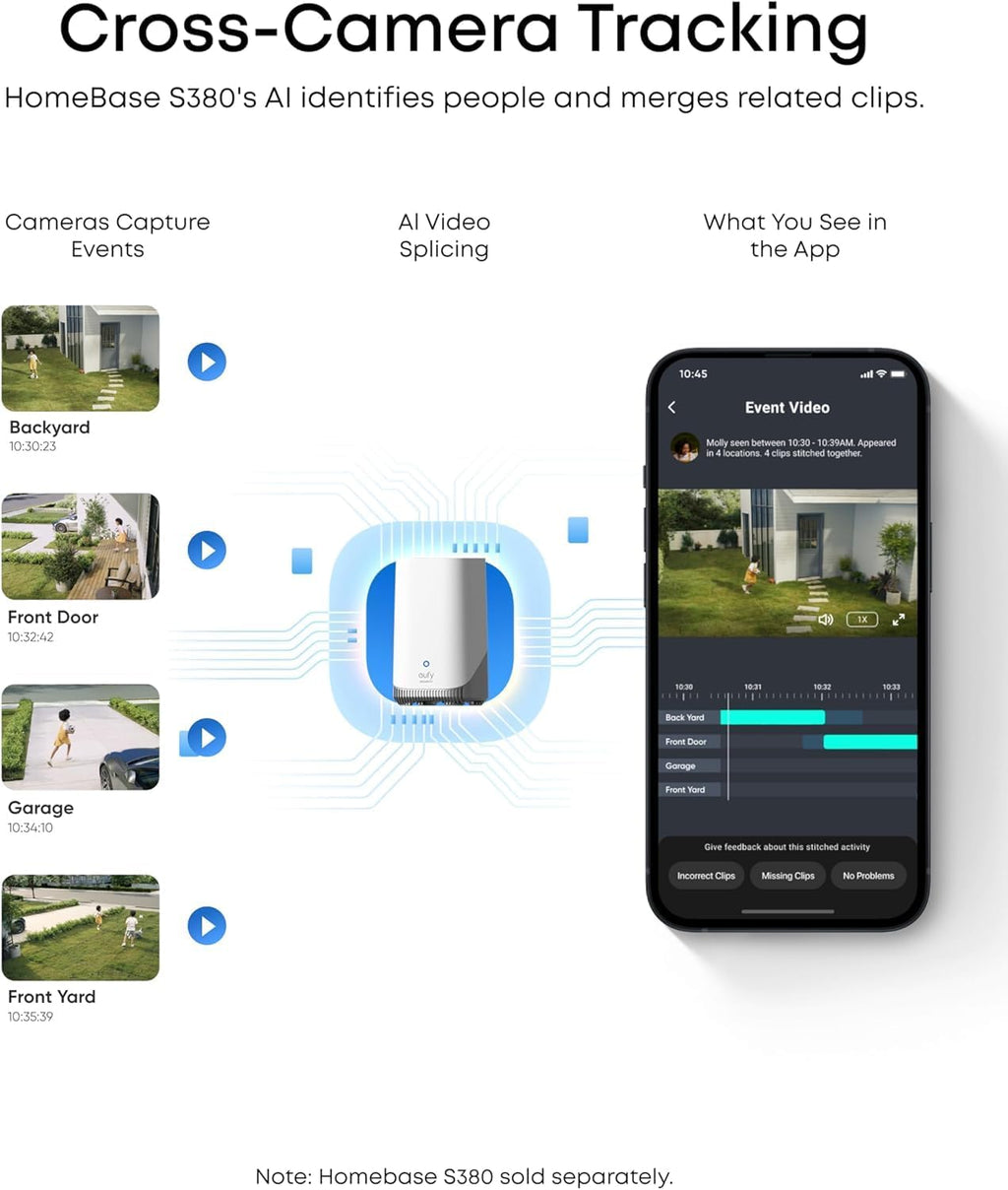 eufy SoloCam E42, 4K Security Camera Wireless Outdoor, Solar Powered, AI Motion Tracking, Strobe Light, Pan & Tilt, Facial Recognition, Up to 16 TB, Smart Home Compatible