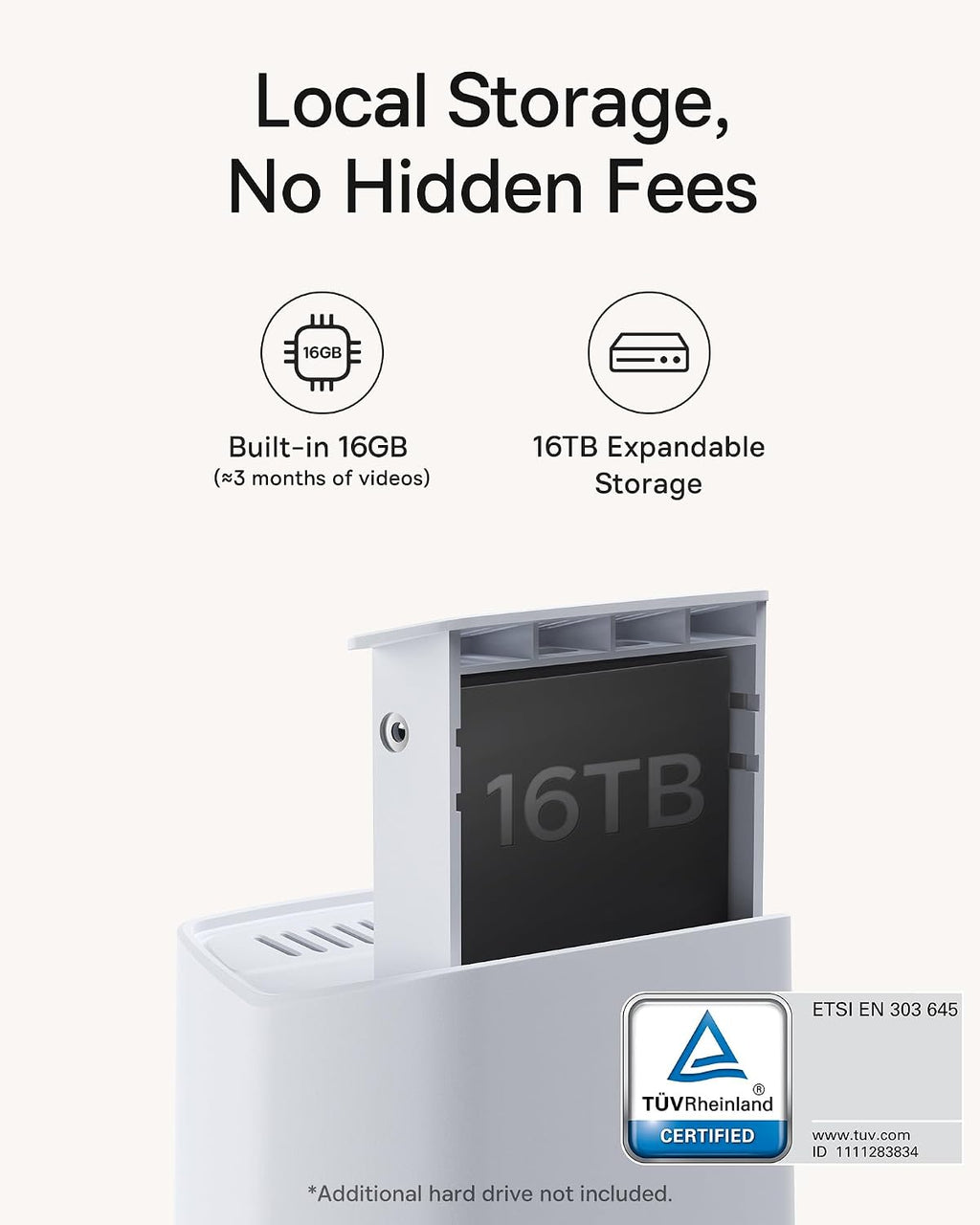 Baseus Wireless Cameras for Home Security, N1 4-Cam Kit with 2K Clarity, No Monthly Fee, 16TB Expandable Local Storage, 210-Day Battery Life, Spotlight & Alarm, Compatible with Alexa and Google Home