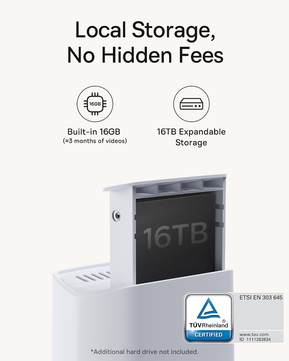 Baseus Wireless Cameras for Home Security, N1 4-Cam Kit with 2K Clarity, No Monthly Fee, 16TB Expandable Local Storage, 210-Day Battery Life, Spotlight & Alarm, Compatible with Alexa and Google Home