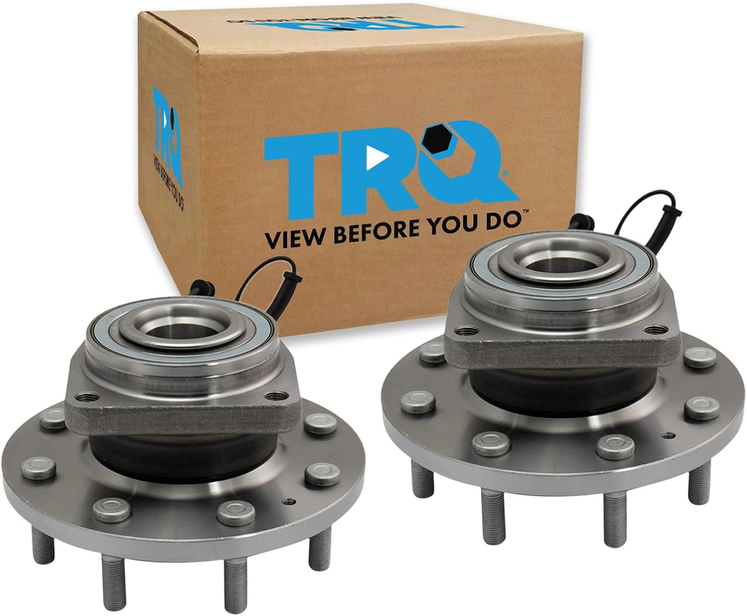 TRQ Front Left and Right Wheel Bearing and Hub Assembly Set 2 Piece Compatible with 11-19 Chevrolet Silverado 3500 HD 4WD with Dual Rear Wheels 11-19 GMC Sierra 3500 HD 4WD with Dual Rear Wheels