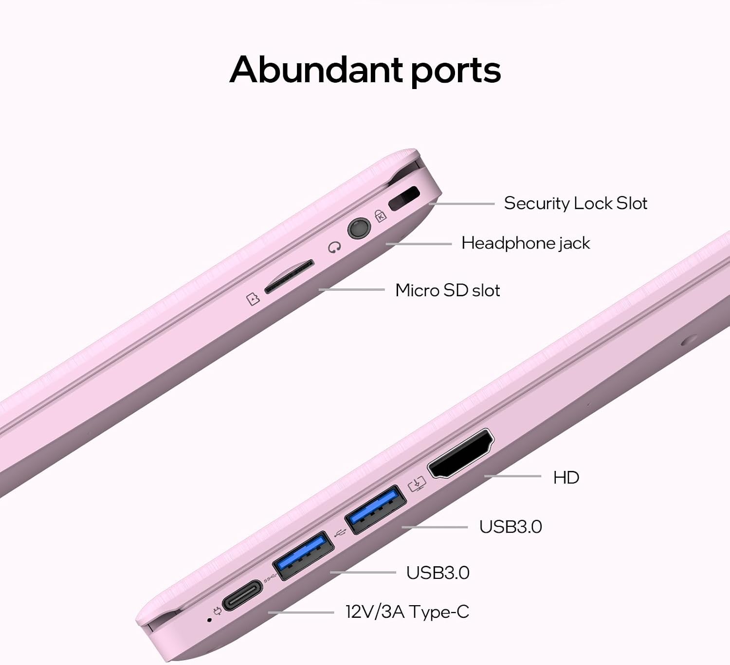 UOWAMOU 15.6-inch Laptop, 16GB RAM, 512GB SSD, FHD IPS Display Laptop Computer, N5095 Quad Core, 2.4/5G WiFi, BT4.2 Backlit and Fingerprint, Lightweight and Portable, Pink